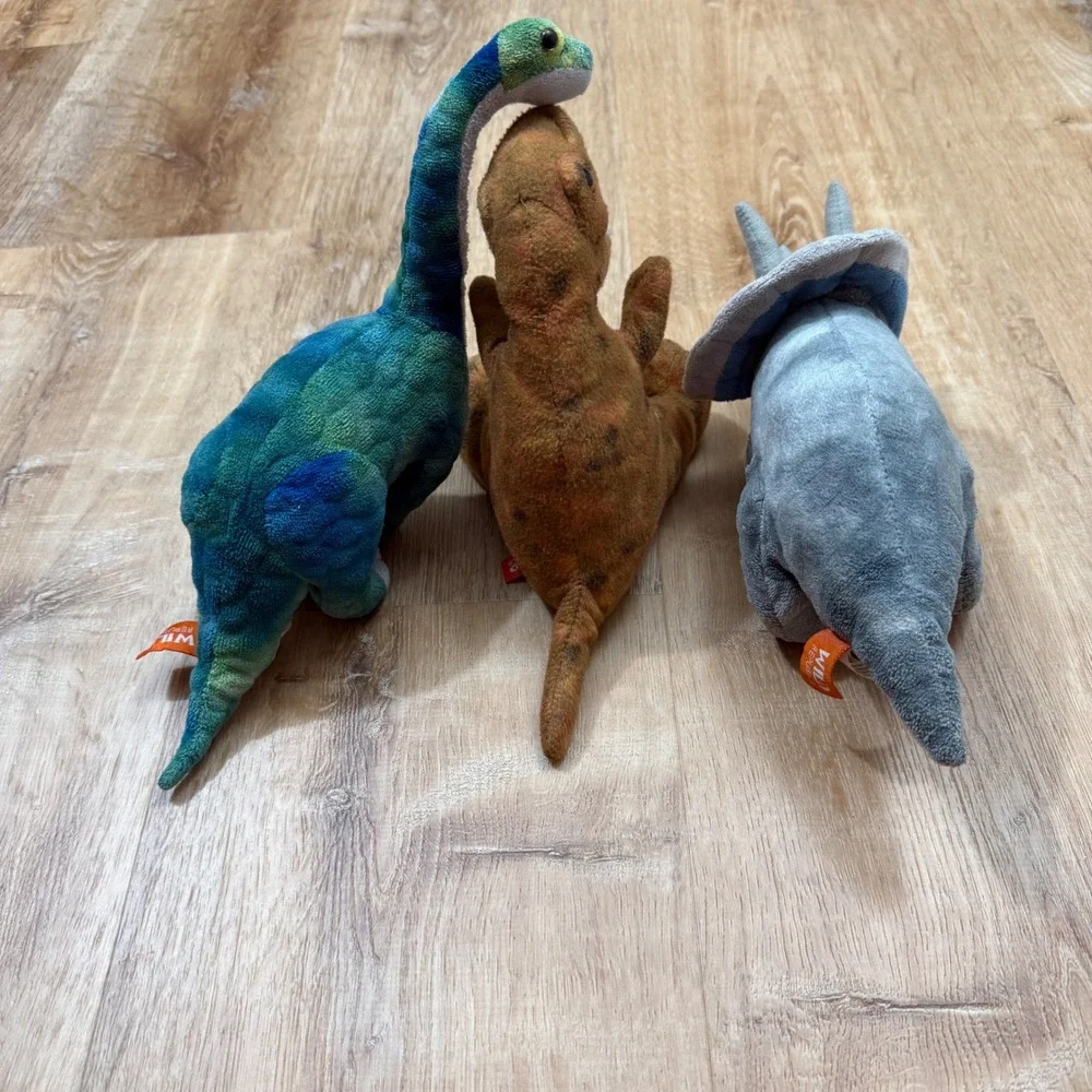 Wild Republic Dinosaur Plush Lot‎ T-Rex Brachiosaurus Triceratops 3 Piece Set
